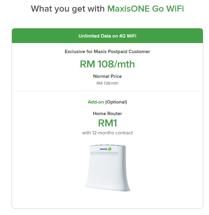 Maxis推出家用4G WiFi，无限Data每月RM108起！ 2