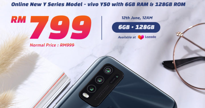 vivo Y50 6+128G版，Lazada独家优惠RM799！ 2
