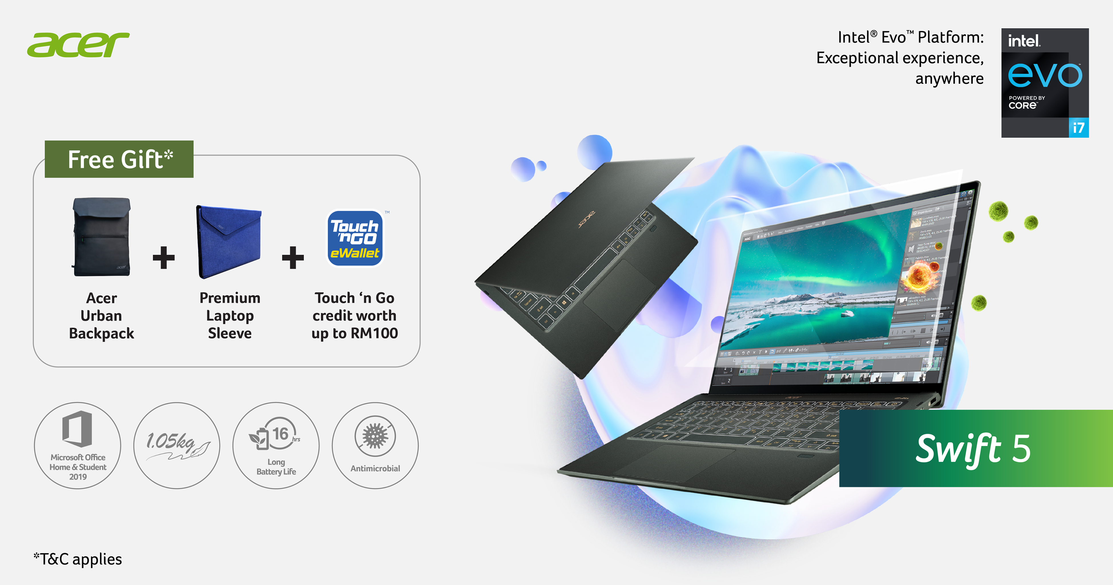 Acer Swift 5、Swift 3大马发布：配第11代酷睿，售价RM3299起