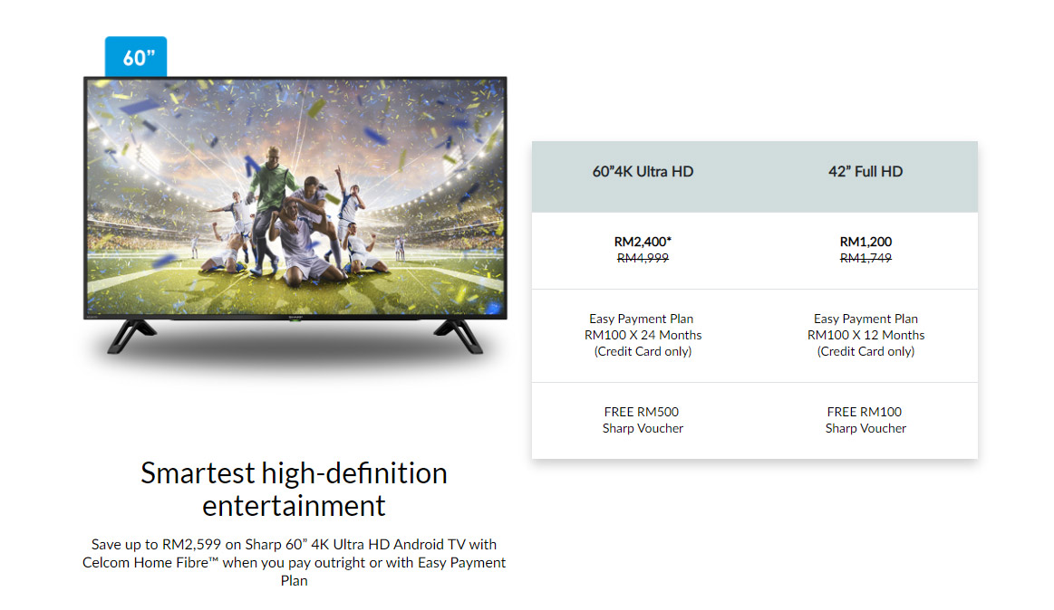 签Celcom Fibre加购60寸电视，每月只需RM100！ 1