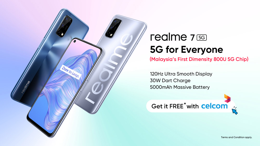 通过Celcom签订realme 7 5G，每月仅需RM98！ 1