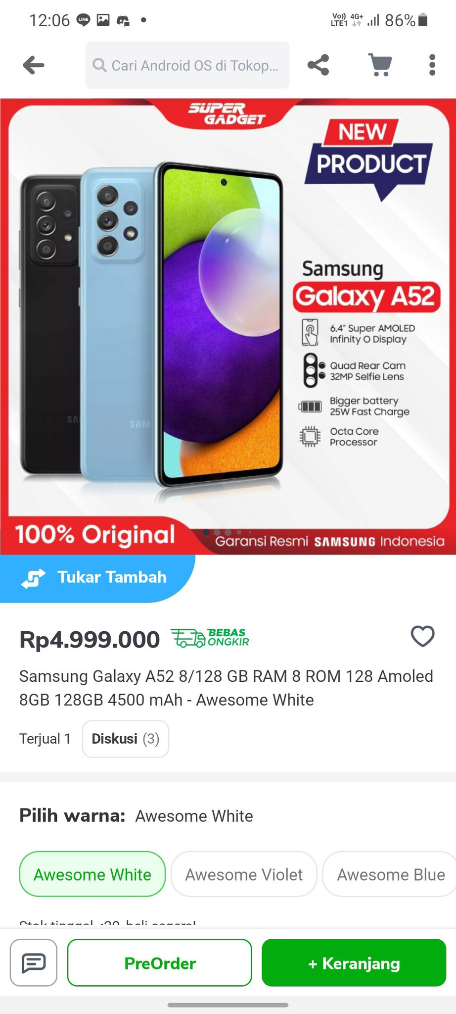 三星Galaxy A52、A72印尼售价曝光 1