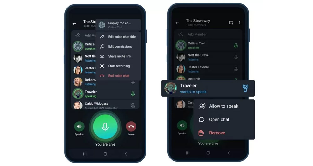 Telegram推出类似Clubhouse的语音聊天室功能