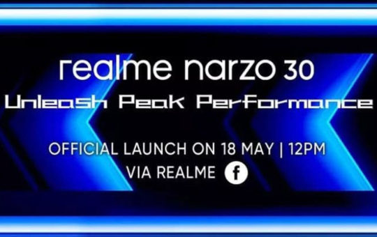 大马realme narzo 30将于5月18日发布