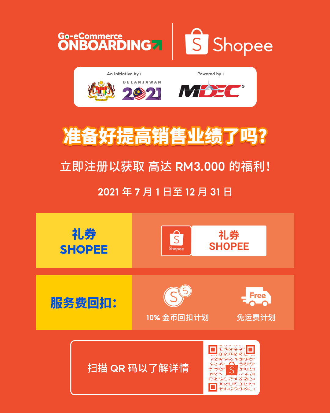 注册Shopee Go-eCommerce Onboarding，新旧卖家可获高达 RM3,000福利