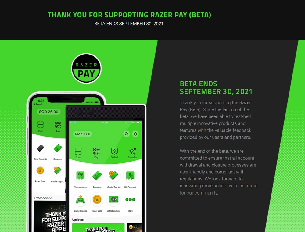 Razer Pay电子钱包将于9月30日终止服务