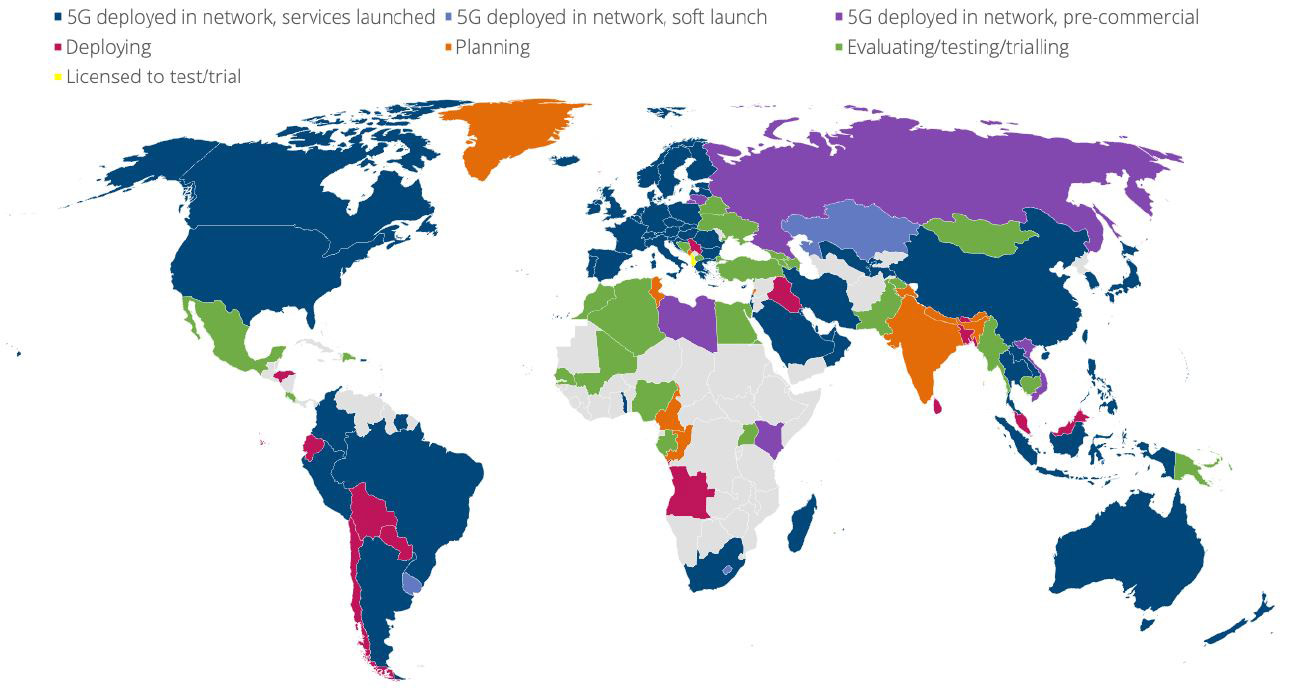 全球已有72个国家区域启用5G网络