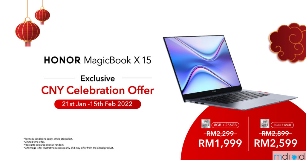 HONOR MagicBook X 15新春促销，折扣高达RM300！ 1