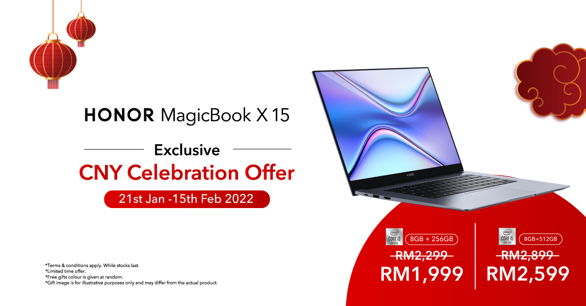 HONOR MagicBook X 15新春促销，折扣高达RM300！