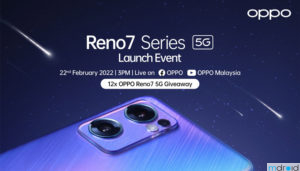 大马OPPO Reno7系列官宣将于2月22日发布