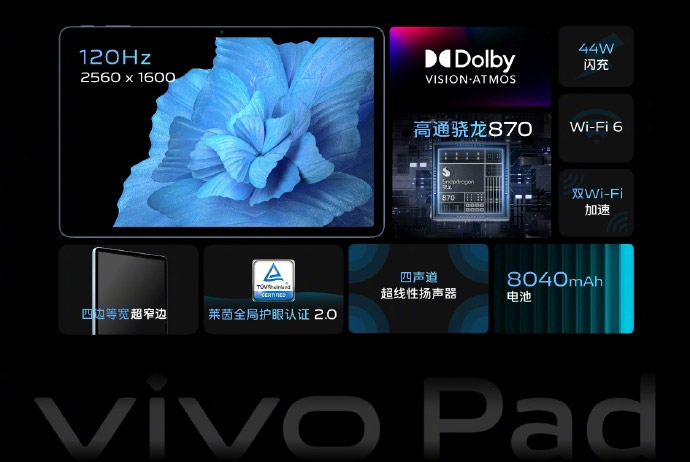 vivo Pad中国发布：配SD870+3K屏，售价约RM1659起！ 1