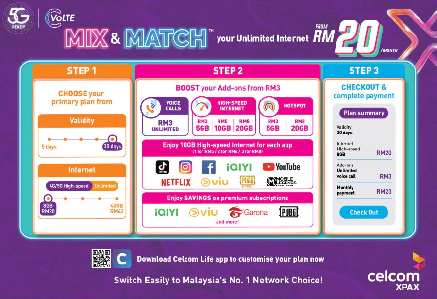 Celcom推Xpax Mix & Match可定制预付配套，类似Yoodo！ 1