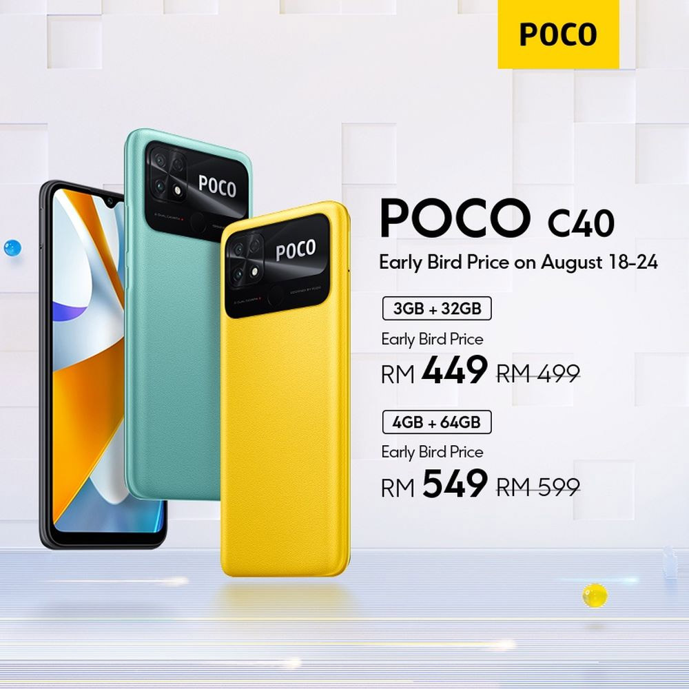 大马POCO C40发布：配JR510芯片，早鸟价RM449起！ 40