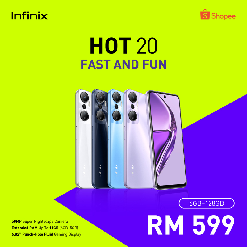 大马Infinix Hot 20系列发布：售价RM499起！ 2