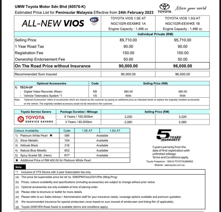 （更新）Toyota Vios 2023开放预购：售价RM89,600起！ 3