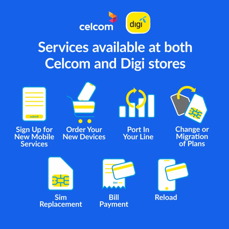 Celcom和Digi全国授权商城已互通服务