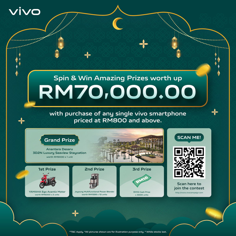 参加vivo开斋节活动，赢取总值高达RM70,000礼品！ 2