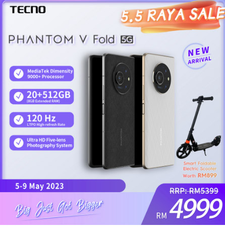 大马Tecno Phantom V Fold折屏手机发布：首销价RM4999！ 8