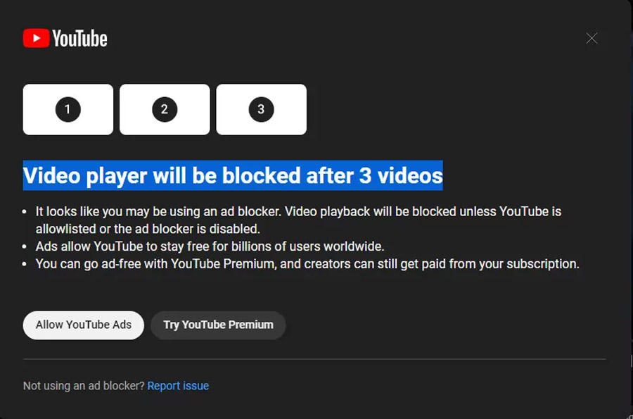 YouTube测试禁止PC用户使用Ad Blocker