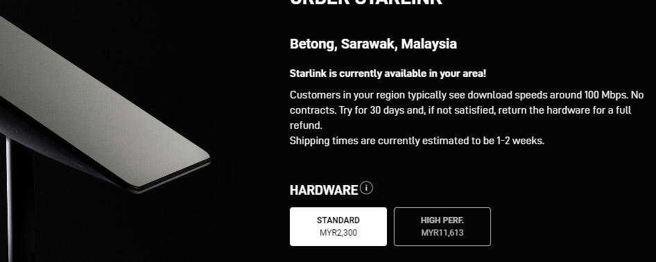 Starlink卫星网络月费RM220