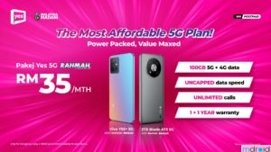Yes 5G 推爱心5G网络配套：100GB Data 月费仅RM35