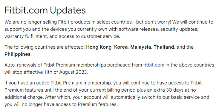 FitBit退出大马市场