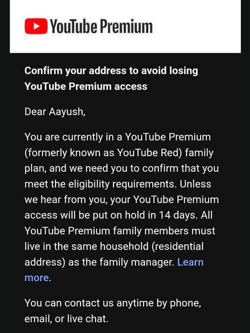 YouTube Premium家庭配套用户