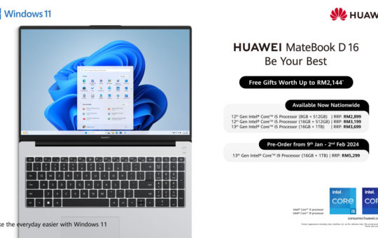 大马华为MateBook D 16正式全国上市，售价RM2899起