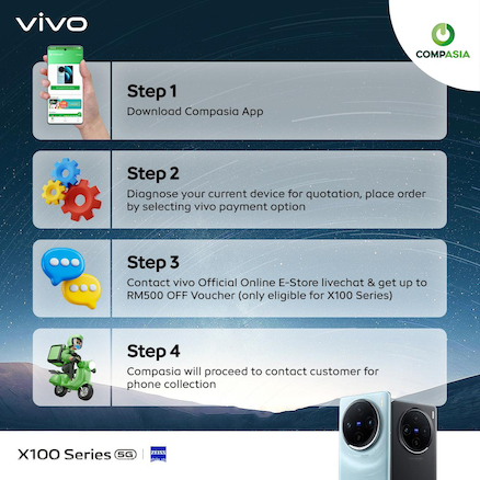 vivo推以旧换新计划：买X100系列可获高达RM500折扣！ 3