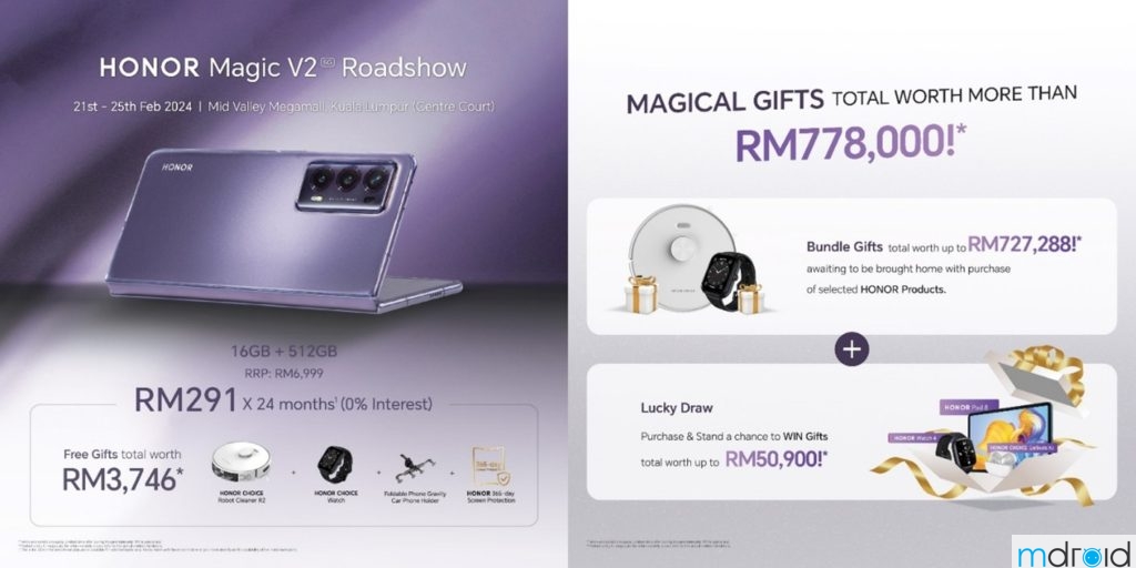 HONOR Magic V2吉隆坡槟城路演，将送出价值高达77万8000令吉独家大礼 1