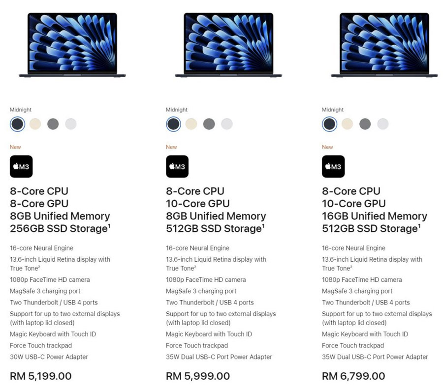 大马MacBook Air M3发布：售价RM5199起！ 4