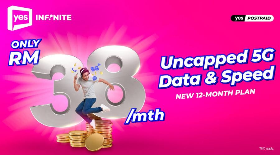 Yes 无限5G Data配套每月只需RM38起