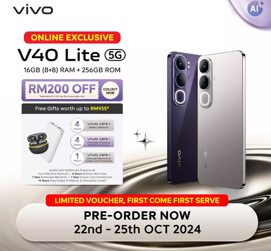 大马vivo V40 Lite 5G发布：售价RM1299起！ 5