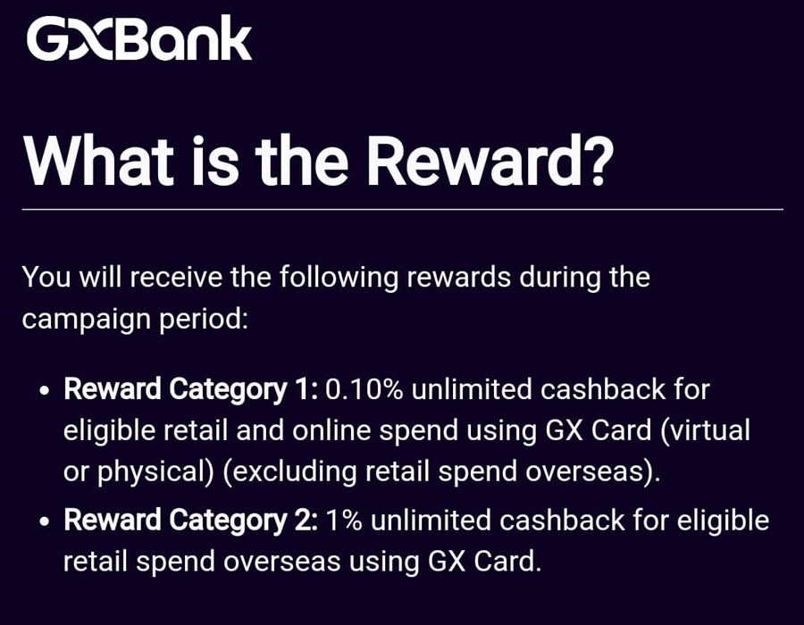 GXBank借记卡消费 1%返现降至0.1%！ 1