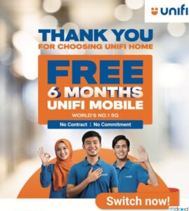 Unifi光纤用户可获免费6个月Unifi Mobile后付