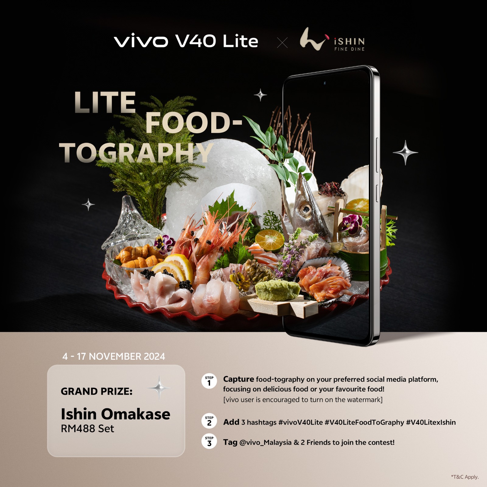 vivo V40 Lite美食摄影大赛开启 大奖是iShin Omakase 1