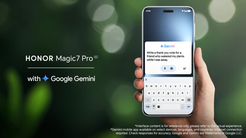 HONOR Magic7 Pro预装谷歌Gemini 开启AI新体验