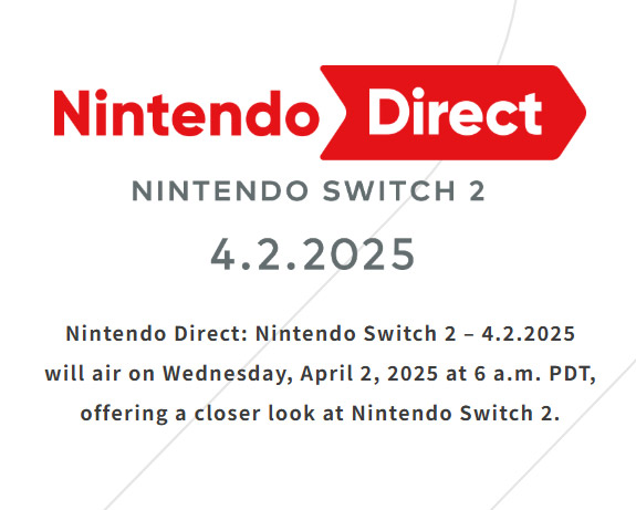 任天堂Switch 2 Direct将于4月2日举办