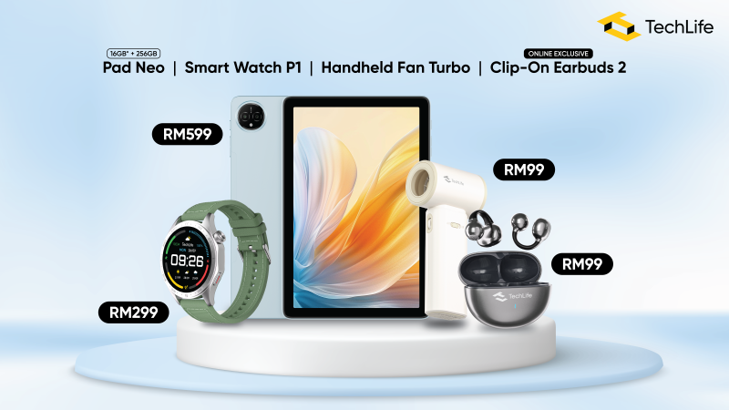 TechLife推出Pad Neo平板与P1智能手表，售价仅从RM299起
