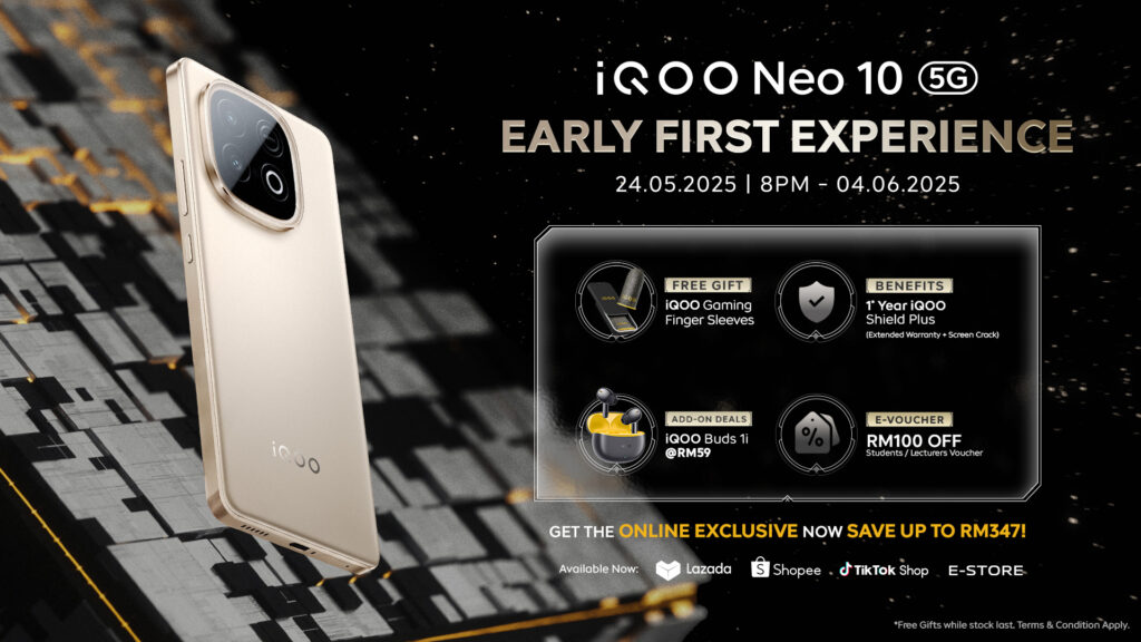 iQOO Neo 10 马来西亚开放预购:限时折扣 + 免费赠品,总值超 RM 277 iQOO Neo 10 马来西亚开放预购:限时折扣 + 免费赠品,总值超 RM 277
