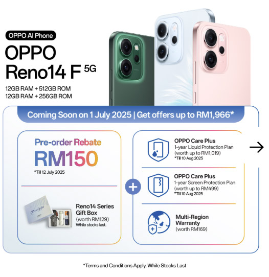 大马OPPO Reno14系列发布：售价RM1599起！ 10