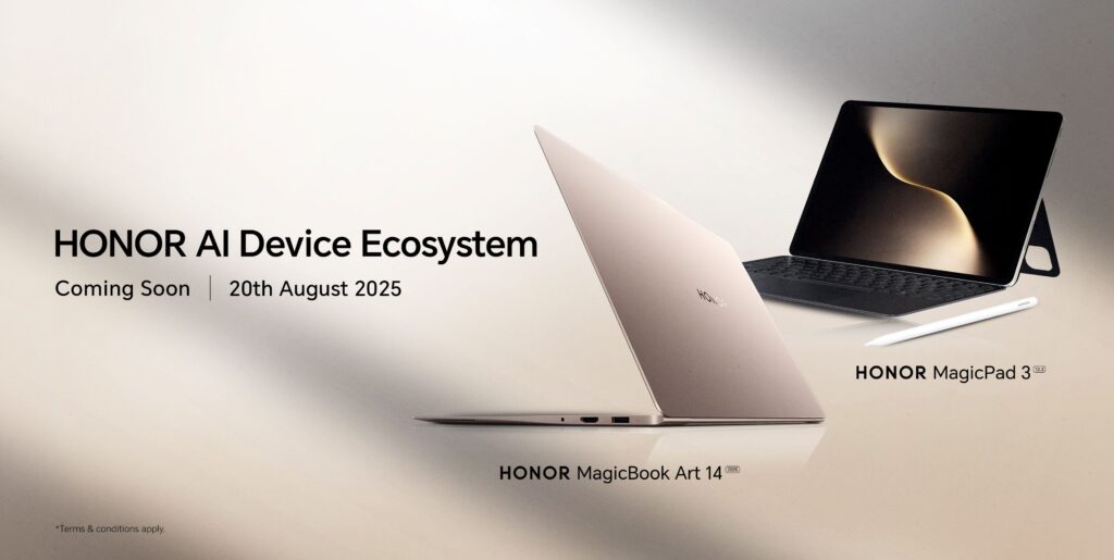 HONOR MagicPad 3与MagicBook Art 14 (2025) 8月20日发布