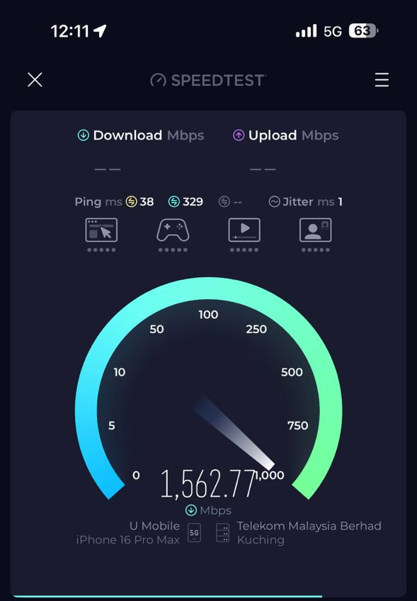 U Mobile ULTRA5G 网速实测：下载速度高达1.5Gbps 2