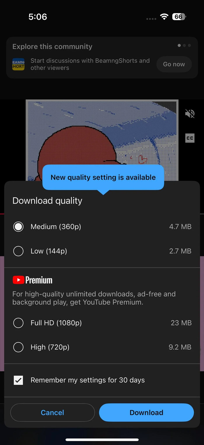 YouTube用户不用订阅也可下载影片到设备