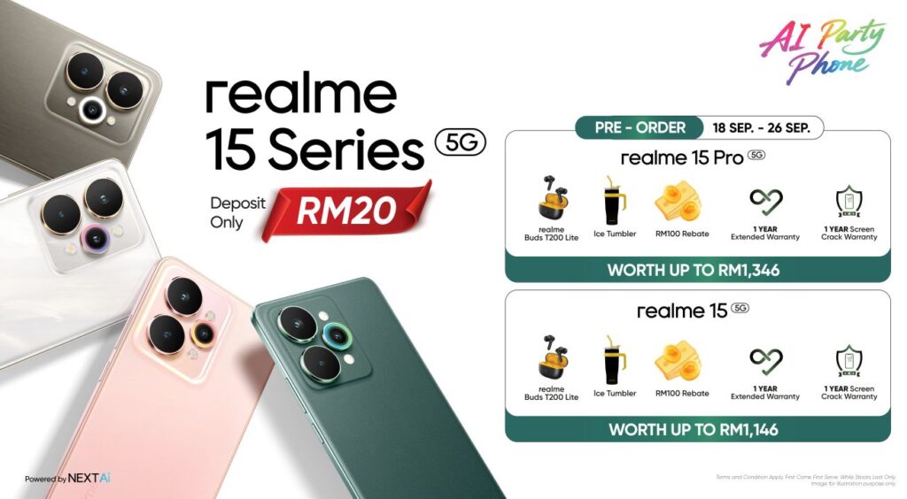 realme 15 系列 9 月 18 日开启预购 早鸟礼遇总值高达 RM1,346 realme 15 系列 9 月 18 日开启预购 早鸟礼遇总值高达 RM1,346
