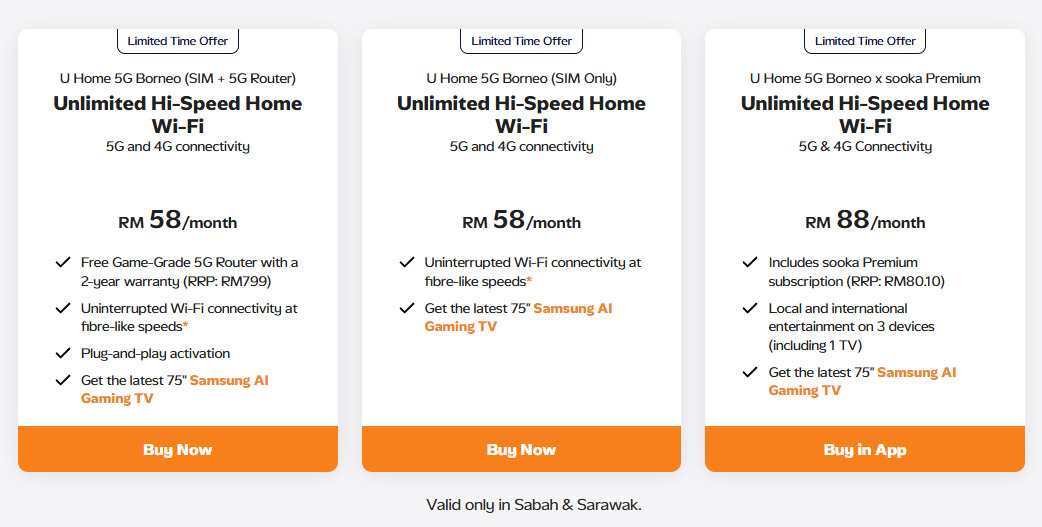U Mobile U Home 5G Borneo家用配套发布:每月RM58! U Mobile U Home 5G Borneo家用配套发布