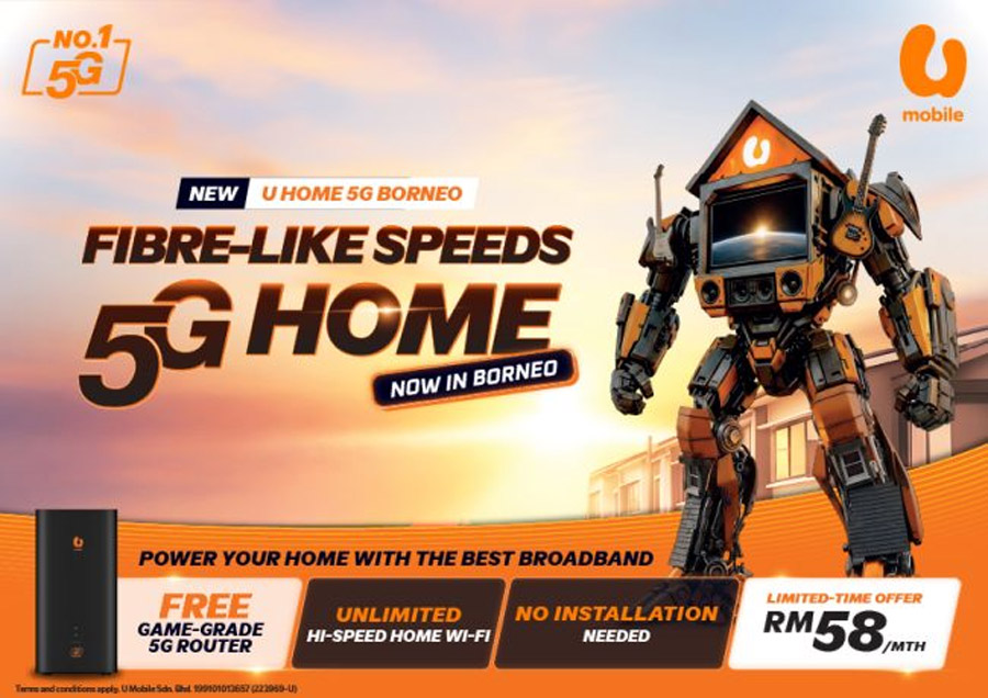 U Mobile U Home 5G Borneo家用配套发布:每月RM58! U Mobile U Home 5G Borneo家用配套发布