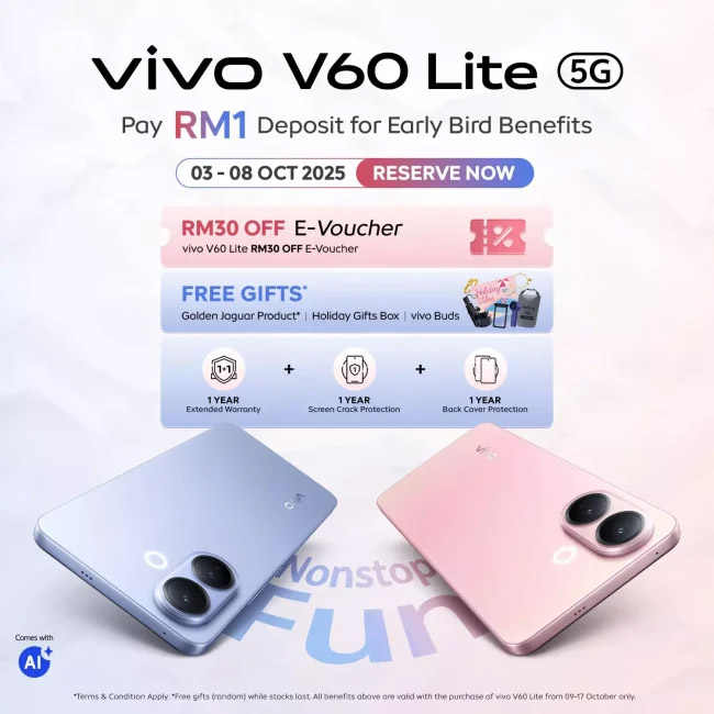 大马vivo V60 Lite 5G将于10月9日发布