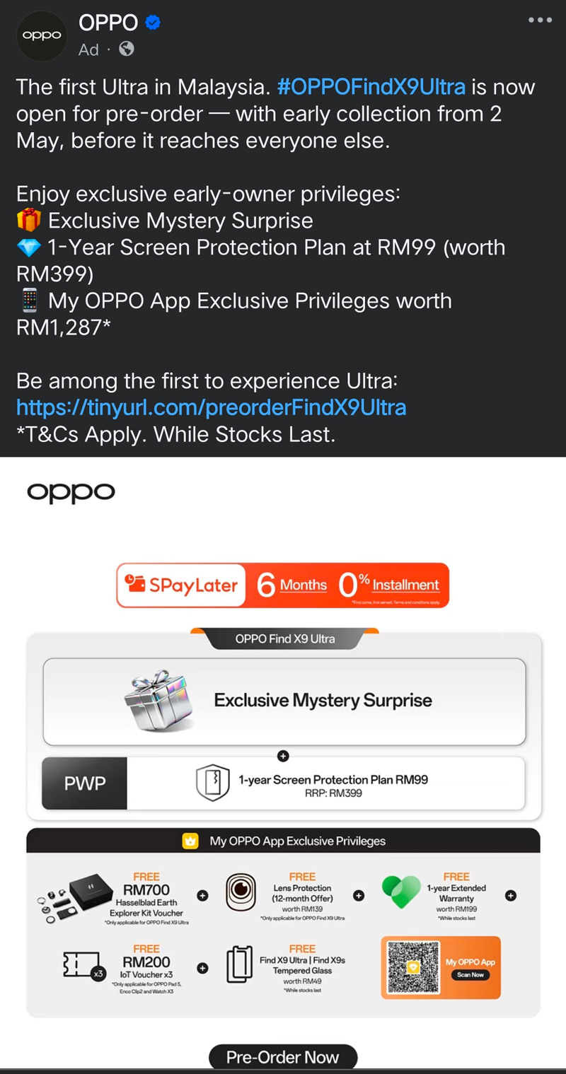 OPPO Find X9 Ultra大马开启预售，赠品值高达RM1,287！ 1