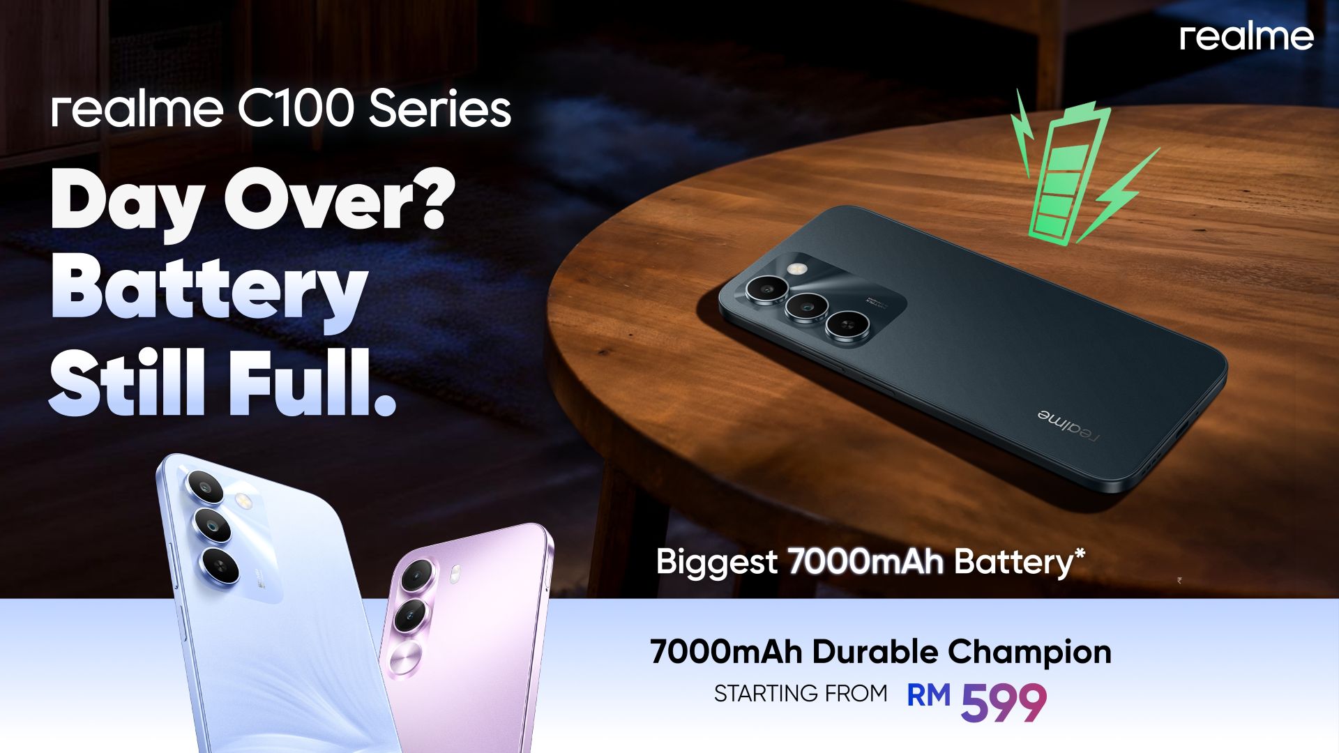 realme C100 系列登陆马来西亚：7000mAh 超大电池 + 军规耐用设计，售价 RM599 起 1